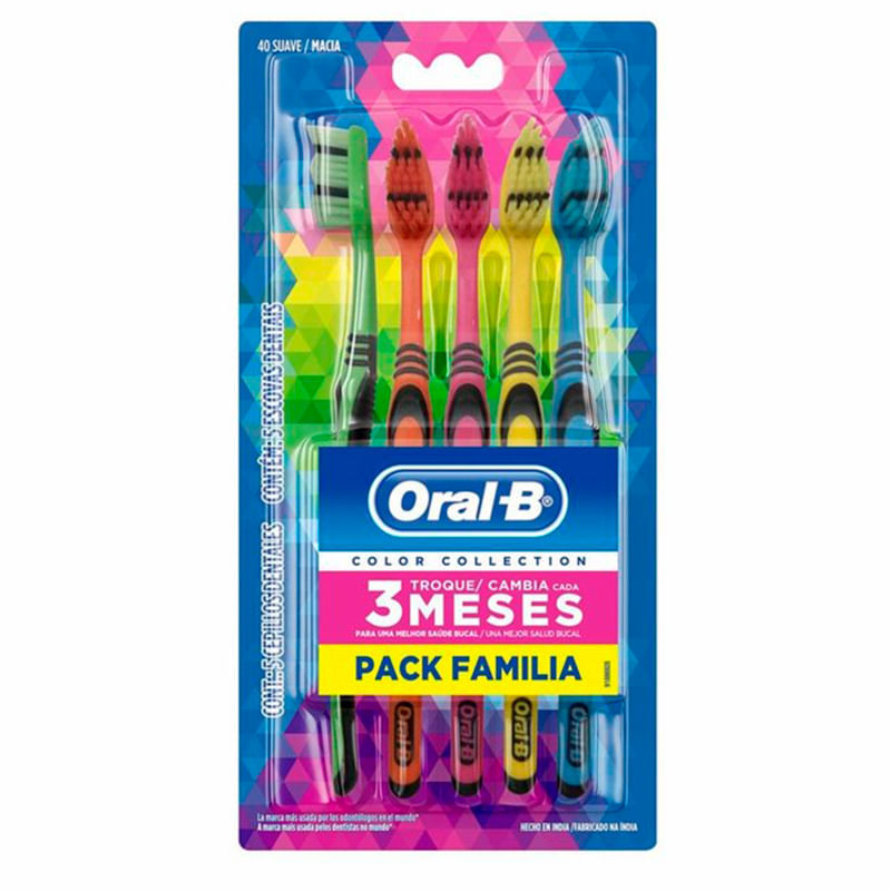 Escova Dental Oral B Color Pack Com 5 Unidades em Oferta na Shopee