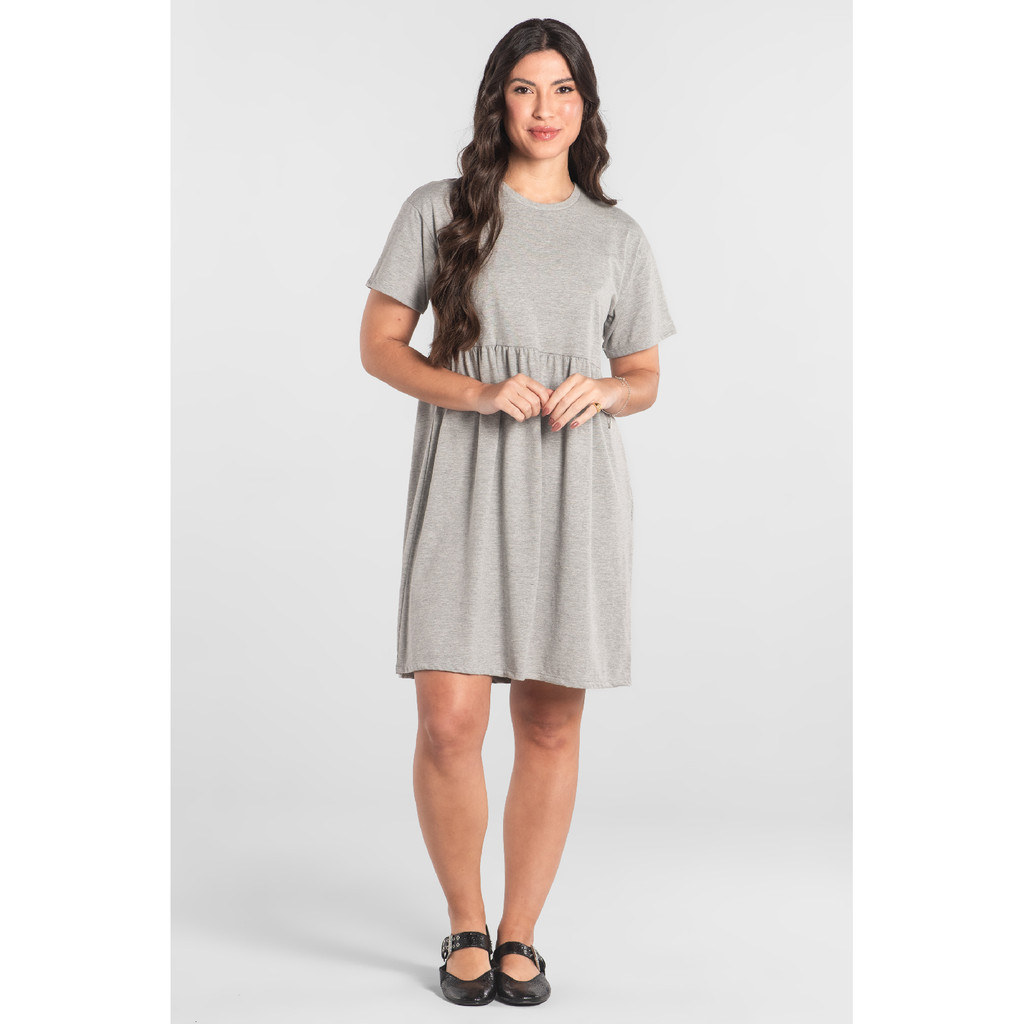 Vestido de Manga Curta em Algodão Just Basic em Oferta na Shopee