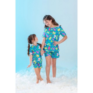Pijama kids Manga Curta Personagens Ursinhos Carinhosos Azul em Oferta na Shopee