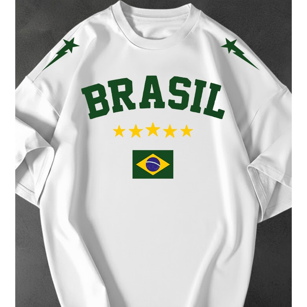 Camiseta  Feminina Brasil Seleção Copa Streetwear Estilosa 100% Algodão Premium