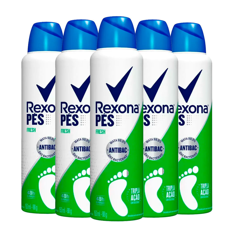 Kit Desodorante Aerosol Para Pés Rexona Efficient Antibacterial 88g - 5 unidades em Oferta na Shopee