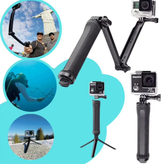 Bastão 3 Formas Para Gopro Sjcam Artiulavel Com Tripe Basta  Gopro Hero 5 4 3 3+ Tripe Monopod