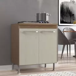 Balcão Modulado Com Tampo Fidelitá Paris 70cm 2 Portas Nogal/Salinas