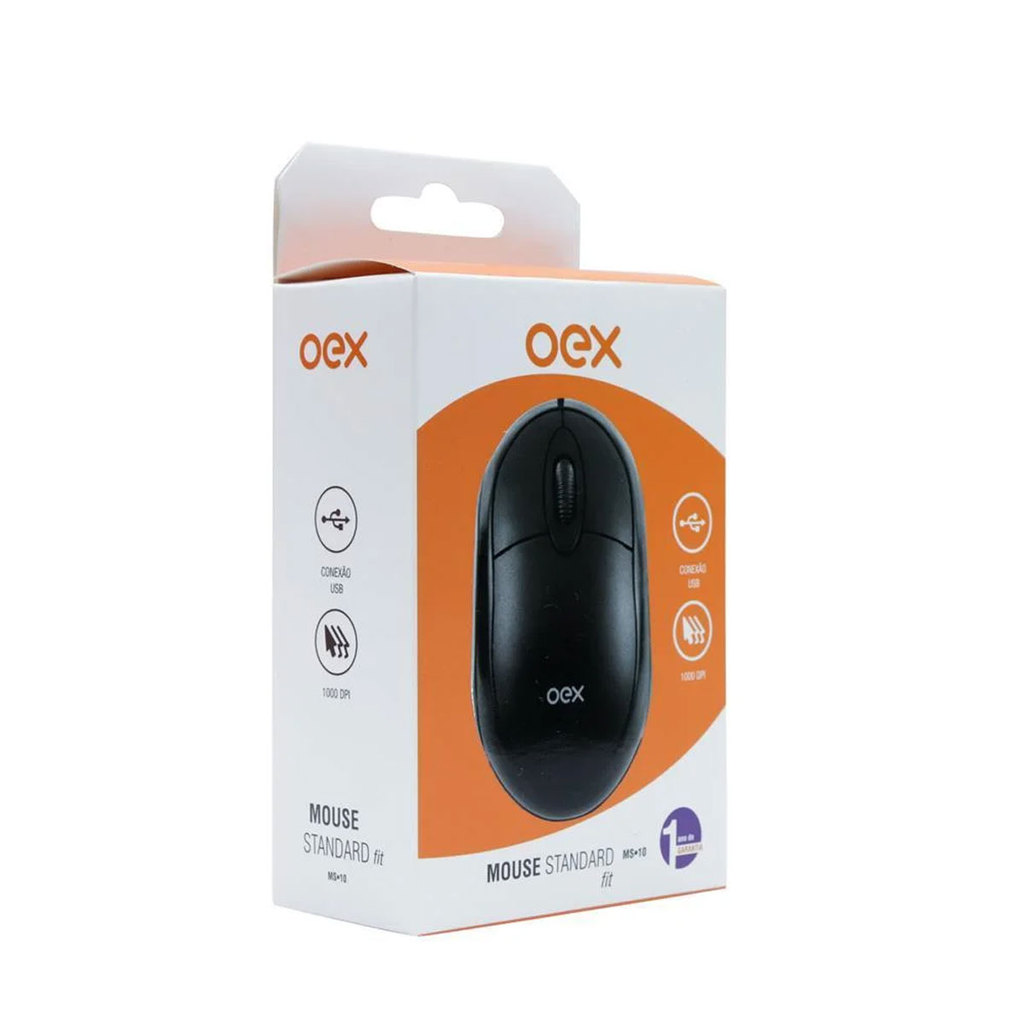 Mouse USB Standard Fit Preto MS10 Oex
