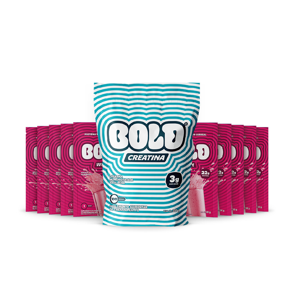 Bold Creatina 300g + 10 Sachês Whey 30g Morango