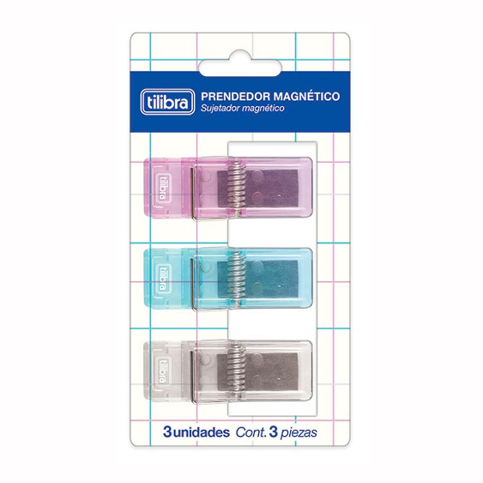 Prendedor de papel magnético 61mm com 3 unidades 353841 Tilibra