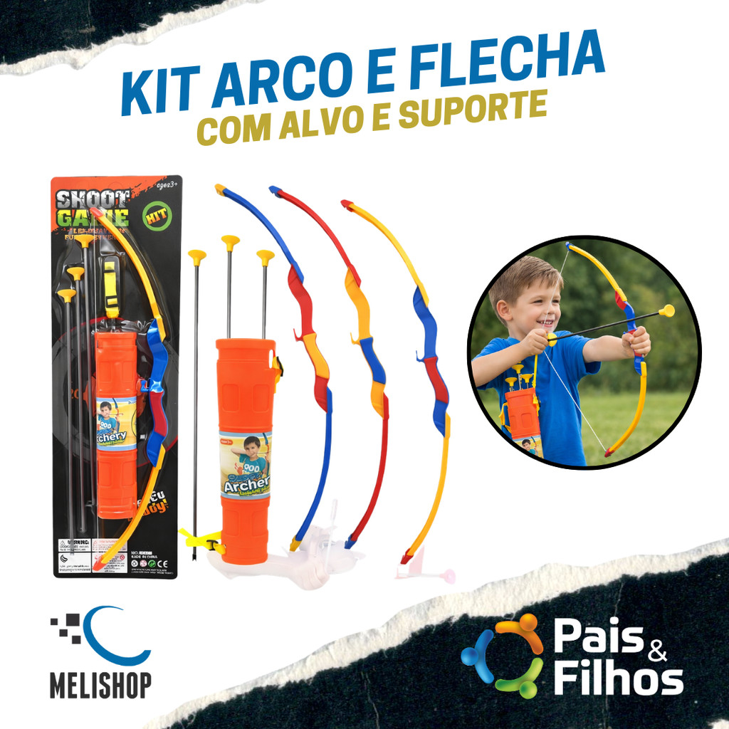 Brinquedo Kit Arco e Flecha Com Alvo e Suporte para Flechas Grande Pais & Filhos