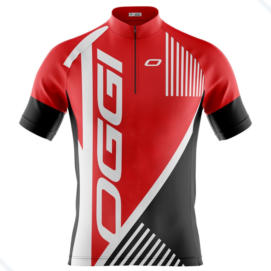 Camisa Ciclismo Masculina Dryfit Proteção UV Bike MTB Speed Oggi Vermelha