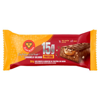 Barra de Proteína 3 Corações 15g Proteína Cappuccino Caramelo Salgado 50g em Oferta na Shopee