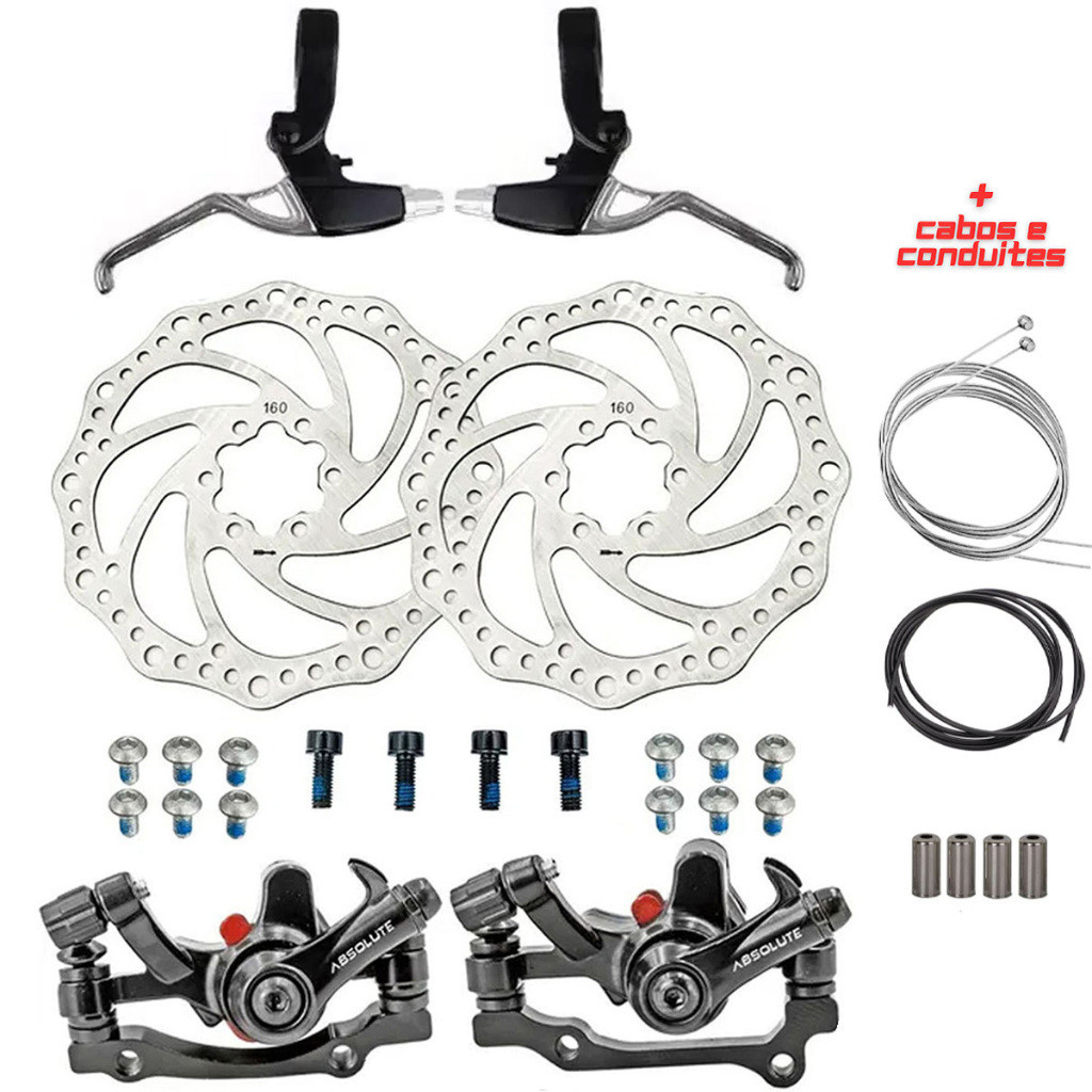 Kit Freio Disco Mecanico Bike 160mm Bike Com Manetes Aluminio em Oferta na Shopee