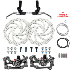Kit Freio Disco Mecanico Bike 160mm Bike Com Manetes Aluminio