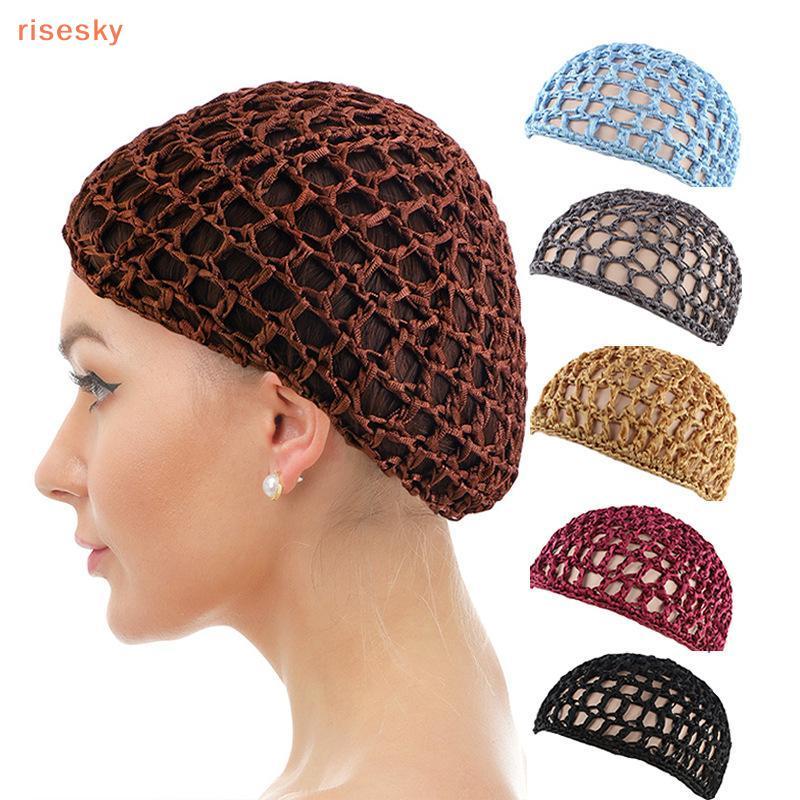 [risesky] Rede De Cabelo De Crochê De Malha Oca , Touca Tecida Noturna Para Dormir Mulheres , Peruca , Acessórios De Cob
