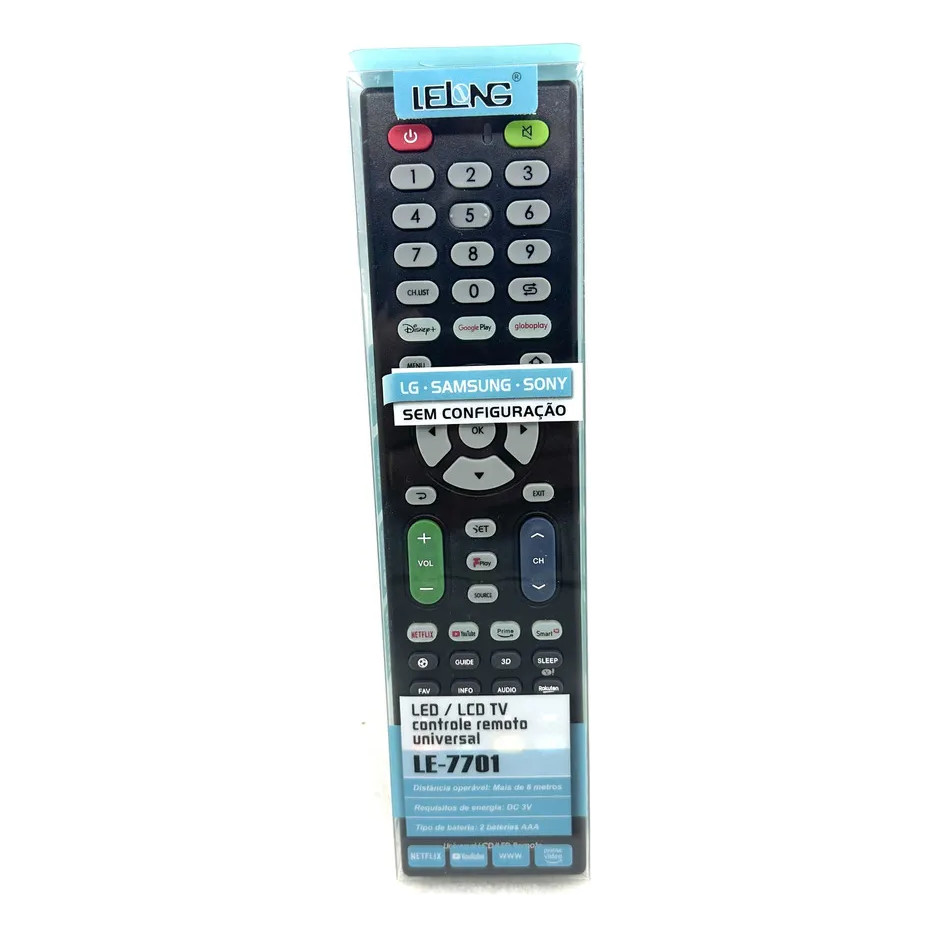 Controle Remoto Universal Lelong Compatível Para Smart Tvs LG-Samsung-Sony Led-Lcd