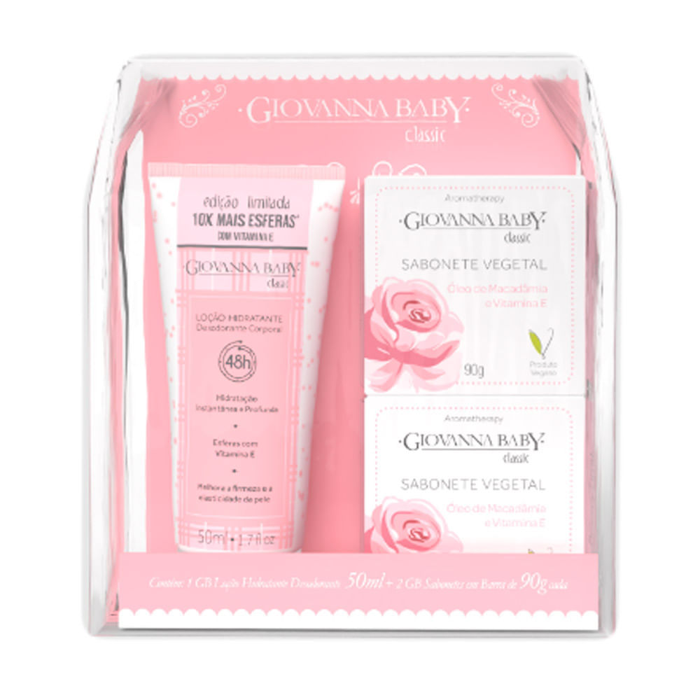 Kit Loção Hidratante Giovanna Baby Classic 50ml e 2 Sabonete Vegetal 90g em Oferta na Shopee