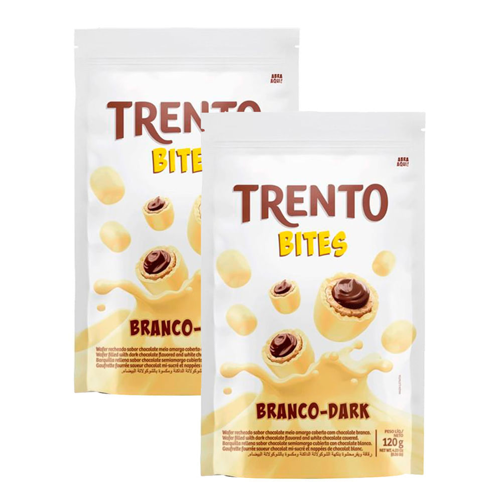 Kit 2 Chocolate Trento Bites Branco Dark 120g em Oferta na Shopee