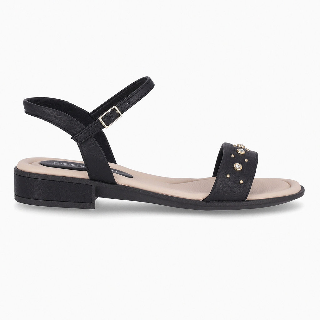 Sandália Taila Salto Baixo Preto em Oferta na Shopee