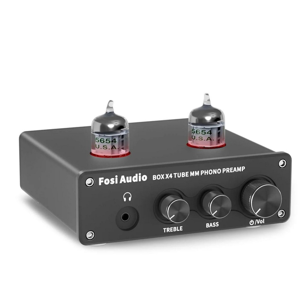 Pré Amplificador Phono Toca Disco Fosi Box X4 Valvulado - Cápsula MM Profissional Alta Fidelidade Som Hi-Fi Cancelamento