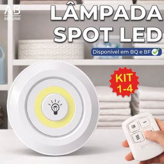 Luminária Spot Led Lâmpada sem Fio com Controle Remoto Luz Fria ou Quente