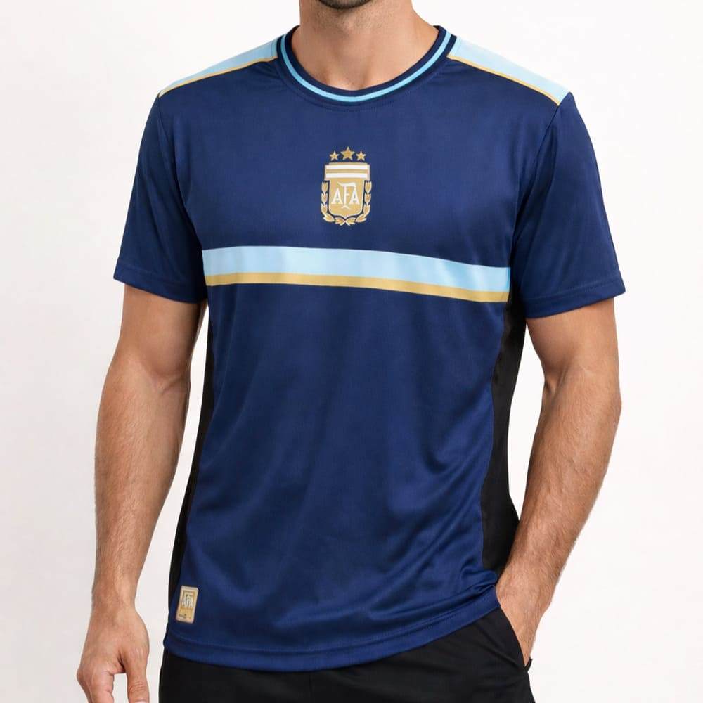 Camiseta Argentina Balboa AFA Linha Azul/Dourado Oficial + NF em Oferta na Shopee
