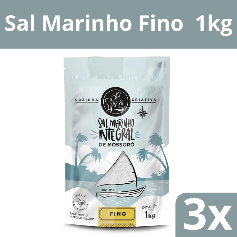 Sal Marinho Integral Fino Mossoró BR Spices 1KG OU 500G Natural Não Refinado Rico em Minerais Pouch em Oferta na Shopee
