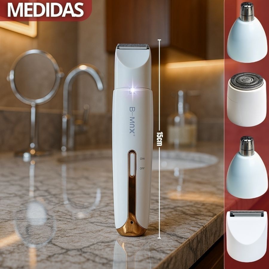 Depilador Elétrico Feminino 4 Em 1 Recarregável : Aparador De Corpo , Rosto , Nariz E Sobrancelhas em Oferta na Shopee