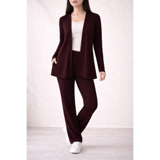 Conjunto Feminino Lanzinha Calça e Cardigan Manga Longa Inverno Elegante Confortável Casual Trabalho em Oferta na Shopee