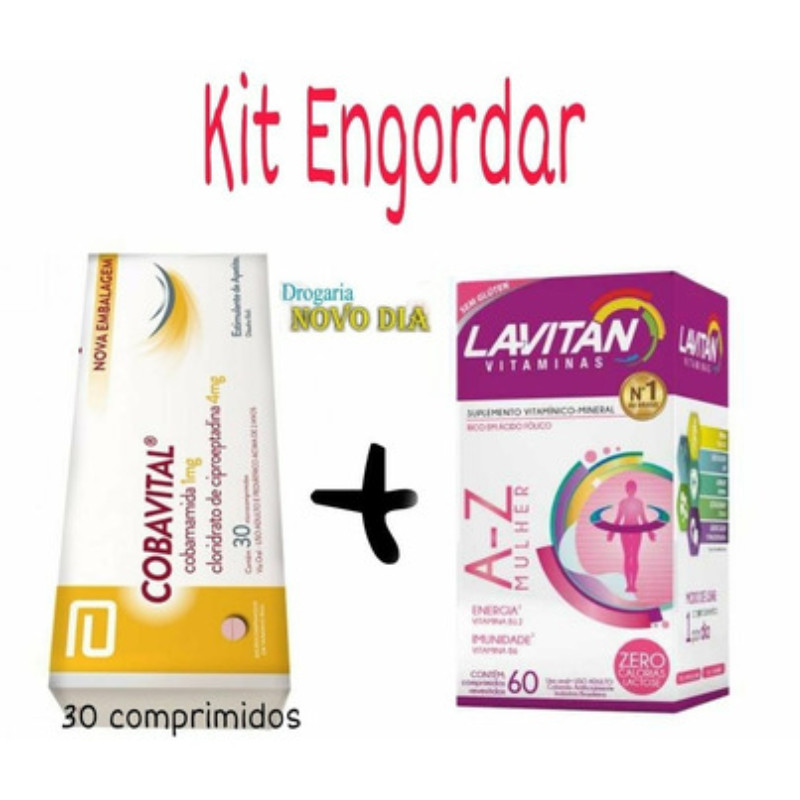 KIT ENGORDAR COBAVITAL 30 COMP + LAVITAN 60 COMP em Oferta na Shopee
