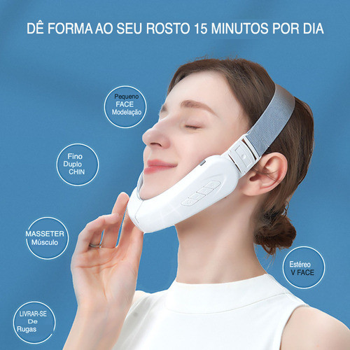 Massageador Facial E Lifting De Pescoço Antirrugas Papada Branco E Rosa massageador facial elétrico  facial profissional