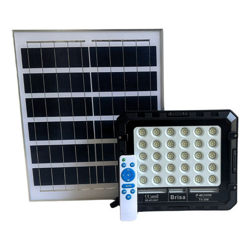 Refletor Holofote 300w Spot + Placa Solar Luminária Led Solar Branco Frio