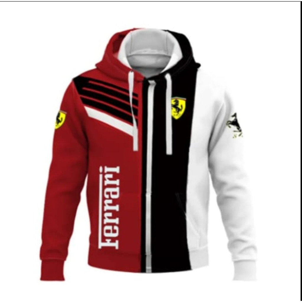Blusa Moletom Sublimação Ferrari Blusão Full Print com Capuz