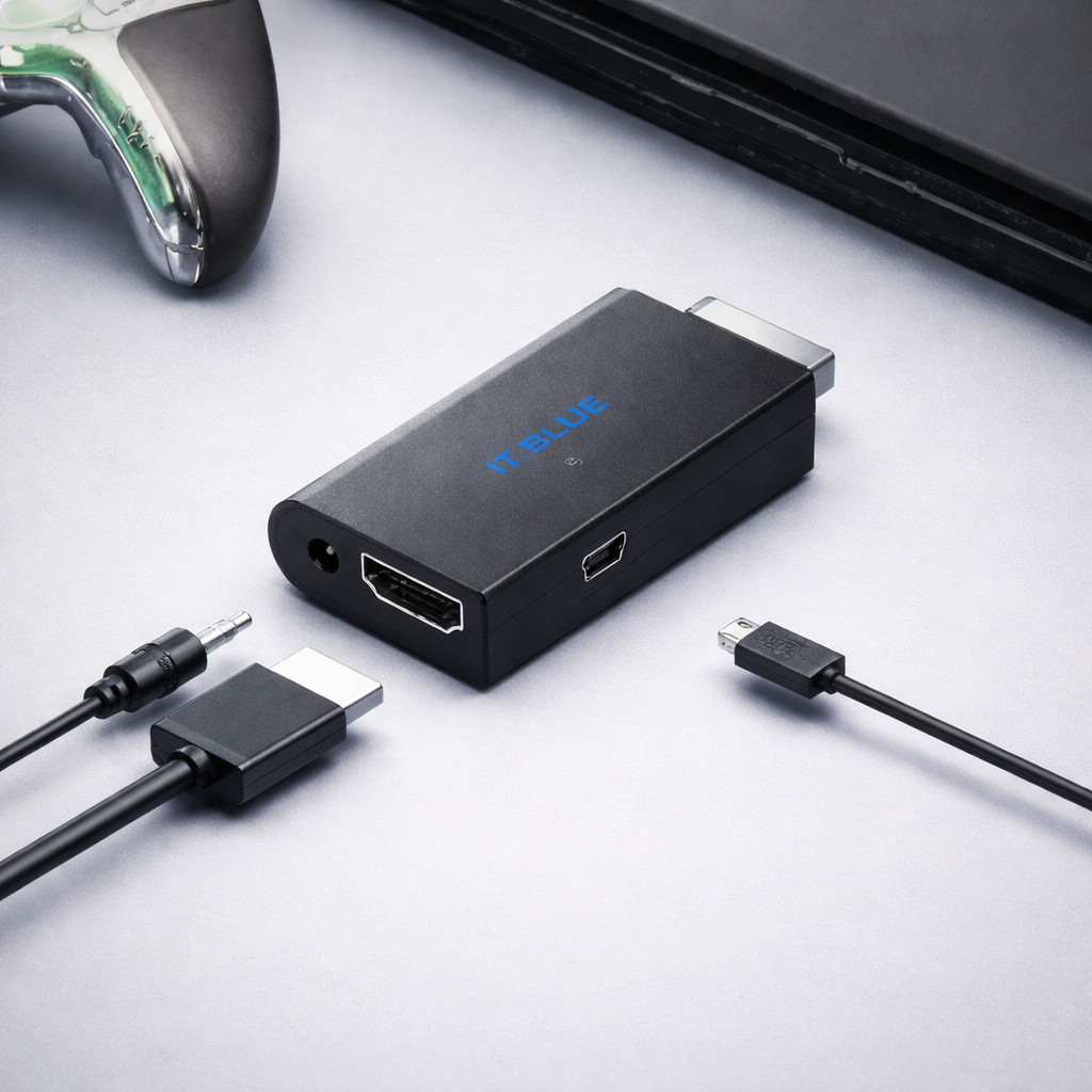 Adaptador Conversor PS2 Para HDMI Áudio e Vídeo Sincronizados Imagem HD Plug and Play Para TV Monitor Projetor LE-4145