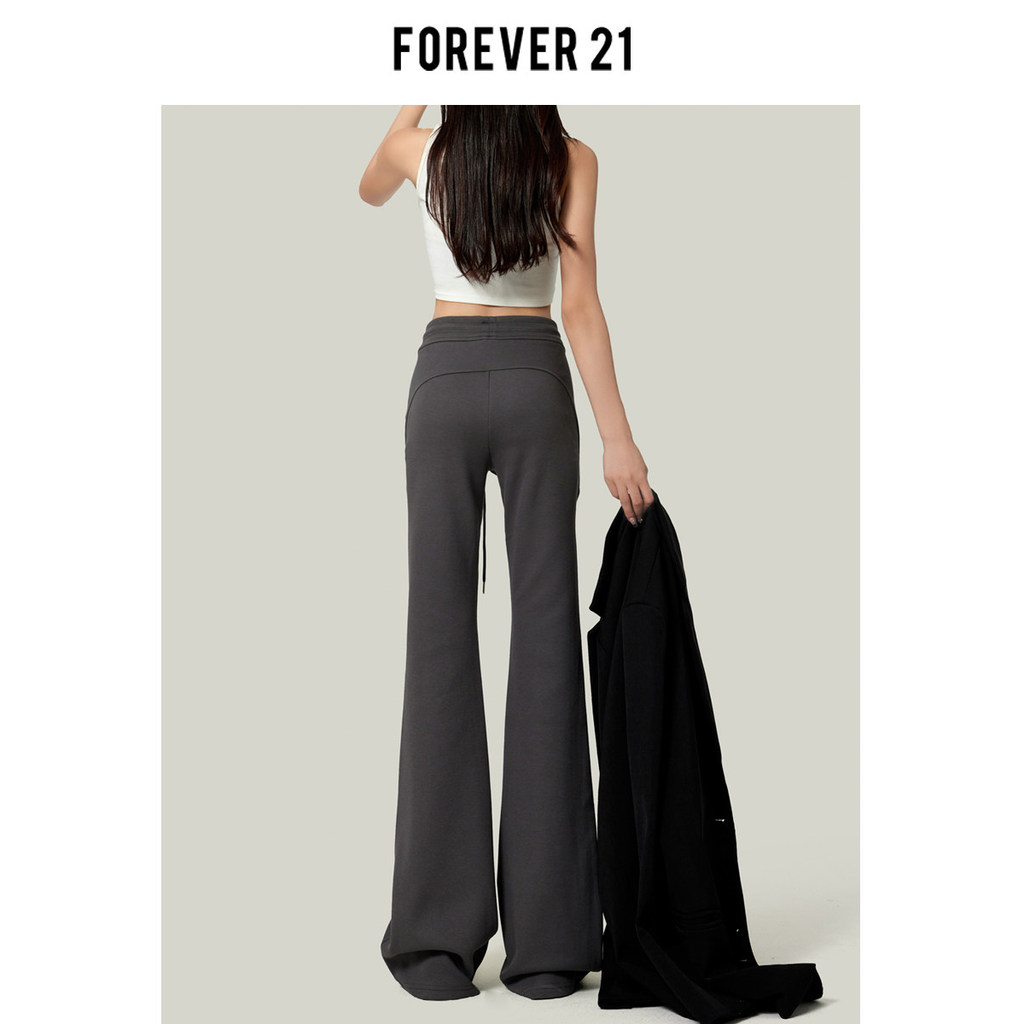 Para sempre 21 americano Retro cinza Micro-queimado Sweatpants feminino primavera outono esfregar esportes lazer calças 