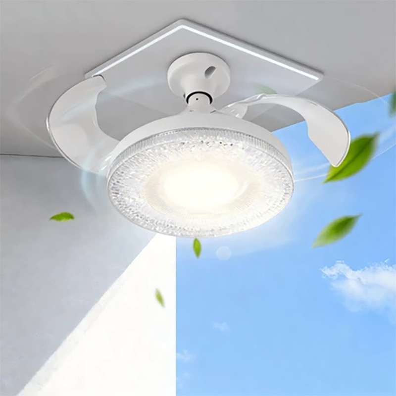 Ventilador De Teto Retratil Lâmpada 3 Cores E27 Silencioso Bivolt Com Controle Retratil