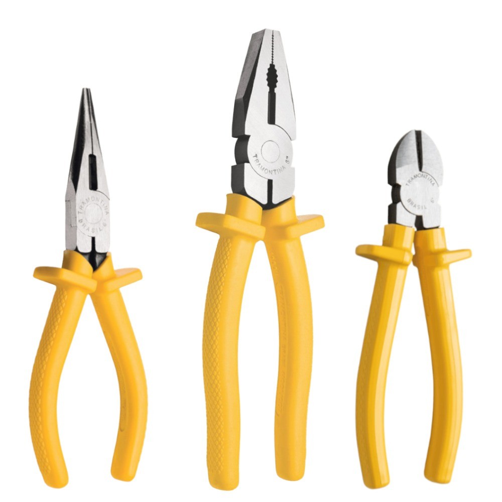 Jogo de alicates Universal Corte e Bico meia cana 3 peças 43409/107 Tramontina em Oferta na Shopee