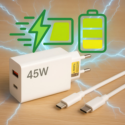 Carregador 45w Turbo Power Tipo C Para Samsung Xiaomi Lg Nf Igual Imagem