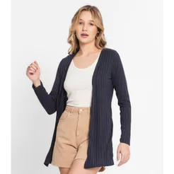 Cardigan Feminino Canelado Infinita Cor Azul