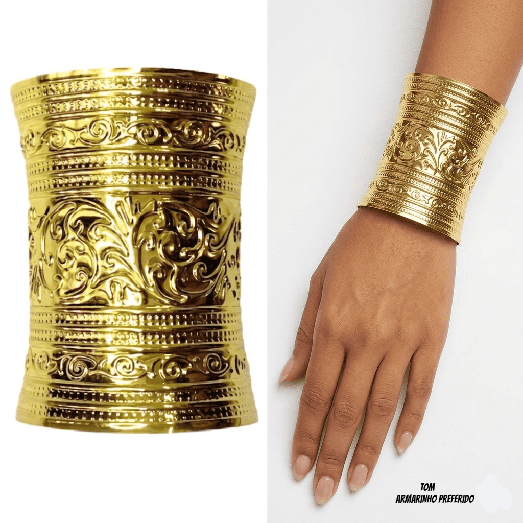 Bracelete Egípcio Dourado Luxo – Pulseira para Fantasia Cleópatra, Faraó, Cosplay, Carnaval e Festa Temática em Oferta na Shopee