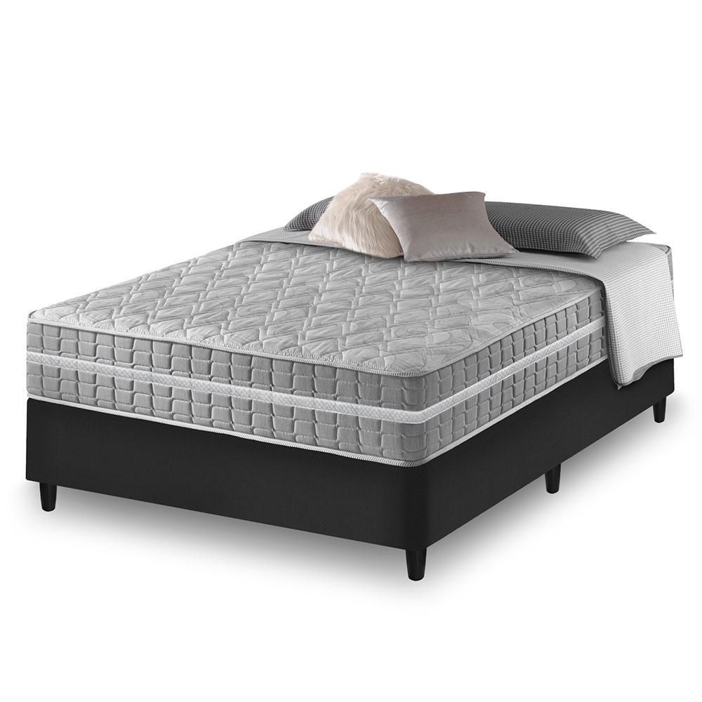 Imagem Cama Box Casal Preto + Colchão Molas Ensacadas Zidi Alabama 138x188x61cm