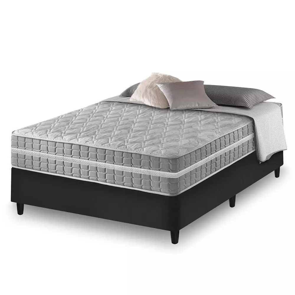 Cama Box Casal Preto + Colchão Molas Ensacadas Zidi Alabama 138x188x61cm — imagem 1