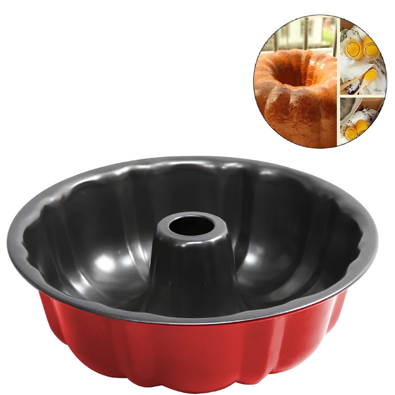 Forma Antiaderente para Pudim Bolo Grande Redonda  vermelha Forneavel Utensílio de Cozinha em Oferta na Shopee