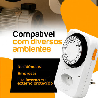 Temporizador Timer Analógico Energia com Plug Liga E Desliga Bivolt