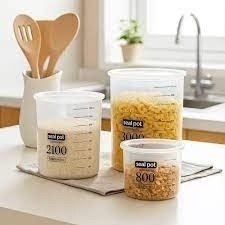 Kit 4 Potes Plástico Herméticos Transparente Armazenar Alimentos Feijão Cozinha