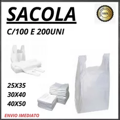 SACOLA PLASTICA 24X34 - 29X39 - 38X48 COM 100 E 200 UNIDADES