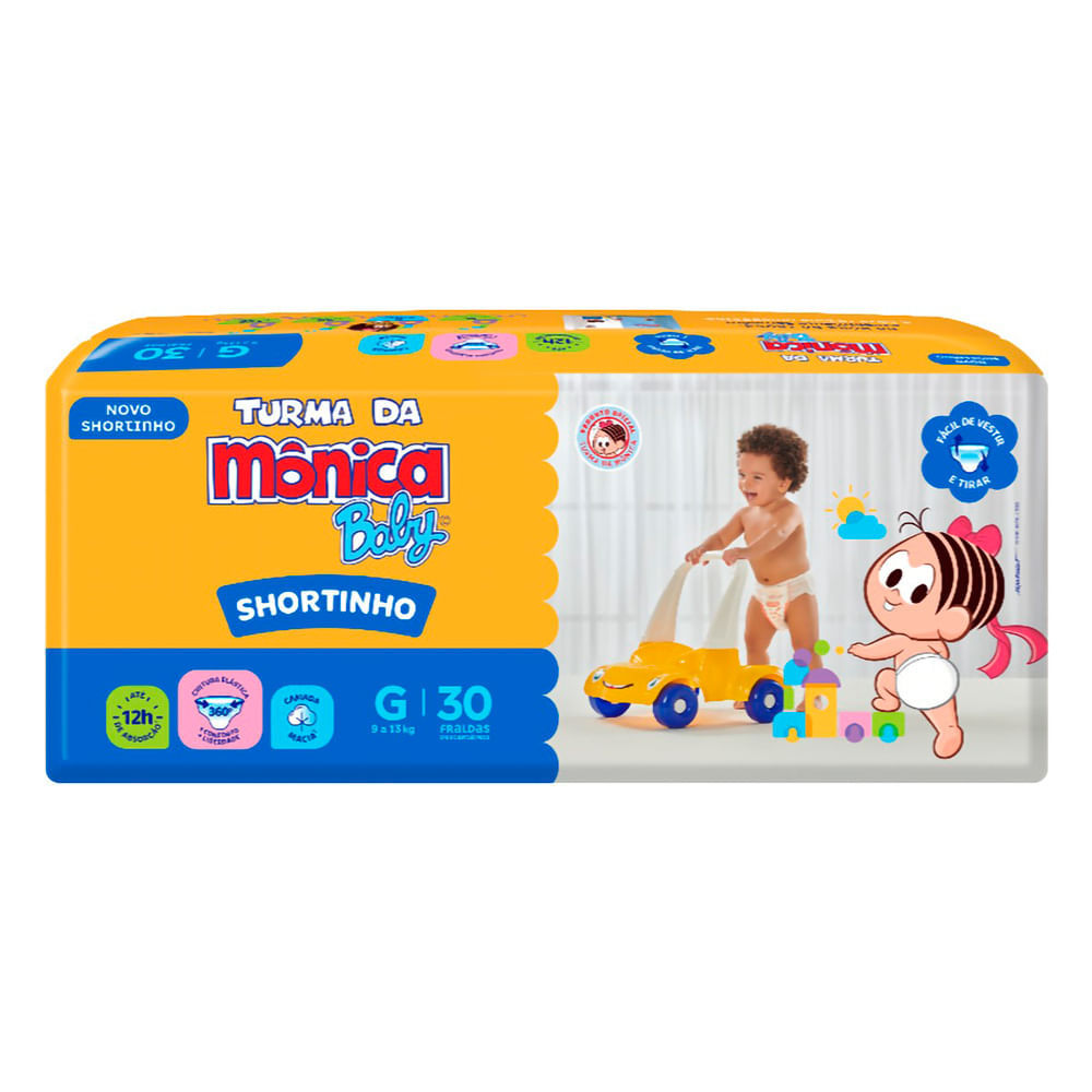 Fralda Shortinho Turma da Mônica Baby Tamanho G com 30 Fraldas Descartáveis em Oferta na Shopee