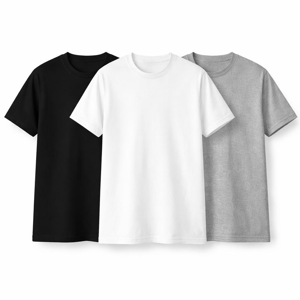 Kit 3 Camisetas Básicas Masculinas 100% Algodão Camisa Lisa Ideal Dia a Dia Trabalho Passeio Camiseta Básica Masculina