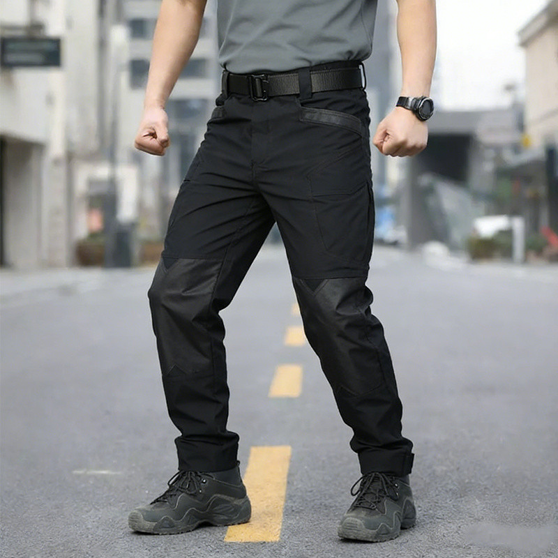 Calça Cargo Trilha Outdoor Masculina Preto Calça Tática à Prova de Vento e Água com Bolsos Múltiplos