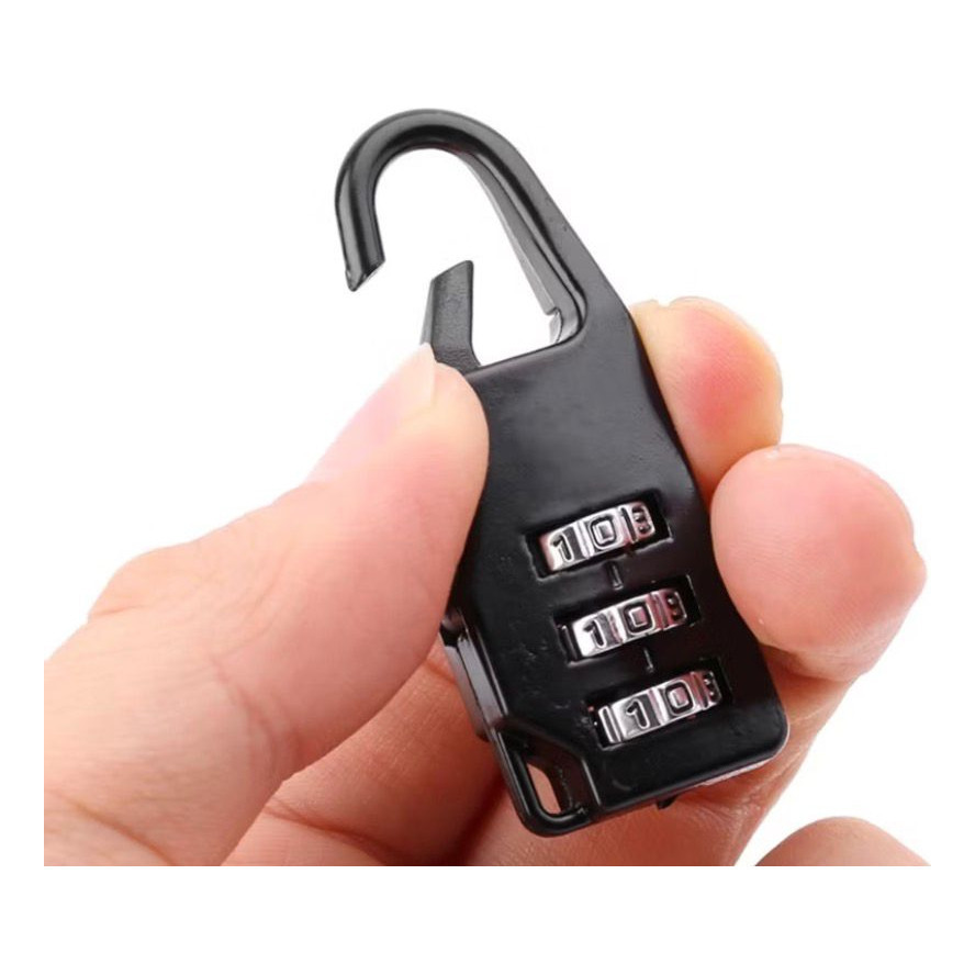 Cadeado Senha 3 Dígitos Tipo Mosquetão Portátil Trava Numérica 3 Dígitos Mochila Mala Bolsa Armário Academia Viagem