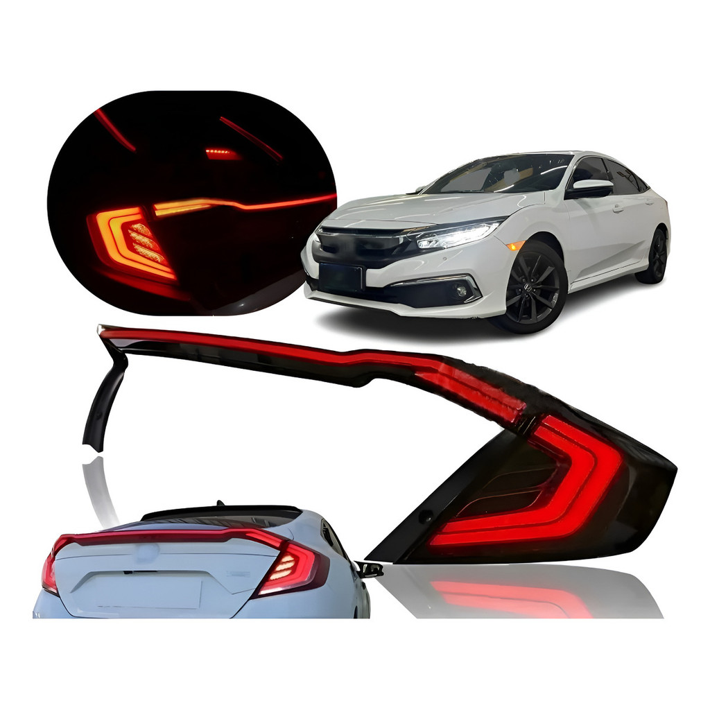 Aerofólio Full Led Sequencial E Lanterna Fume Civic G10 2021