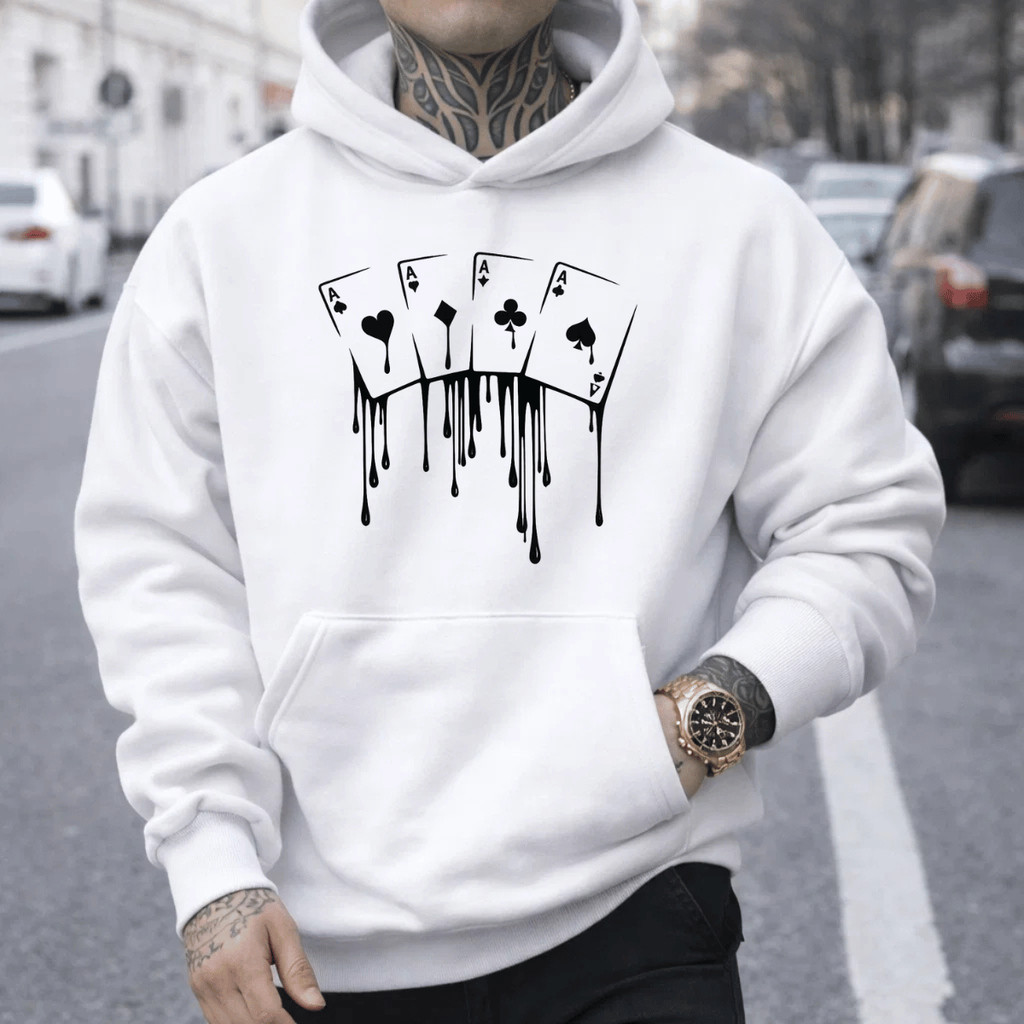 Moletom Masculino Canguru Estampado Cartas Derretendo 100% Algodão Premium Blusa de Frio Casaco Agasalho Jaqueta Capuz