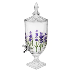 Suqueira com Pé e Tampa Lavanda Hand Painting 4,5L Cristal - Lyor